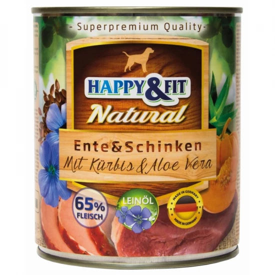 Happy&Fit Natural Dog konzev Kacsa-Sonka-Sütőtök Aloe Verával TÖBB KISZERELÉSBEN