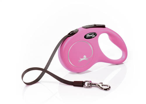 Flexi New Classic (pink) - Automatikleine mit Band (5m) IN MEHREREN GRÖSSEN