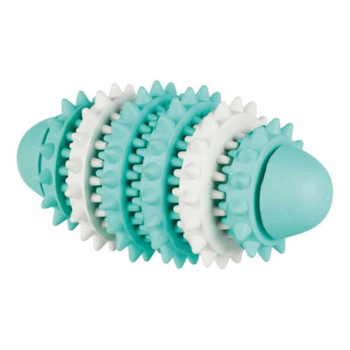 Trixie Denta Fun Rugbyball - Spielzeug (Zahnreinigung, Menthol-Rugbyball) für Hunde (15 cm)