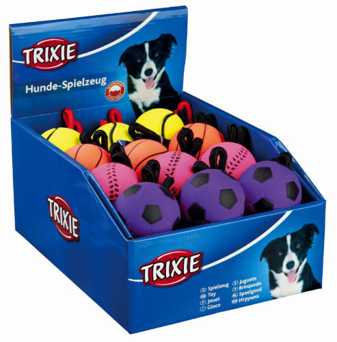 Trixie Ball am Seil - Schaumstoffspielzeug (Ball mit Seil) für Hunde (Ø6/30cm)