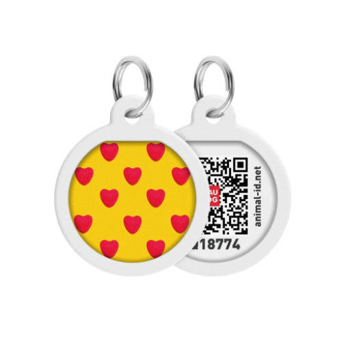 WAUDOG Smart ID QR - Tag (Muster „Herz“, QR-Code) für Kleintiere (Ø25mm)