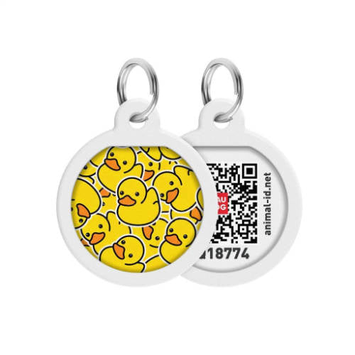 WAUDOG Smart ID QR - Tag (Entenmuster, QR-Code) für Kleintiere (Ø25mm)