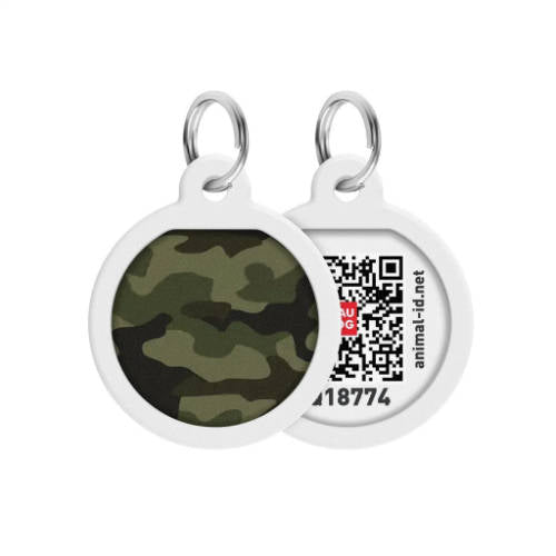 WAUDOG Smart ID QR - Tag (Tarnmuster, QR-Code) für Kleintiere (Ø25mm)