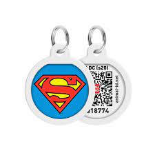 WAUDOG Smart ID QR - Tag (Muster „Superman“, QR-Code) für Kleintiere (Ø25mm)