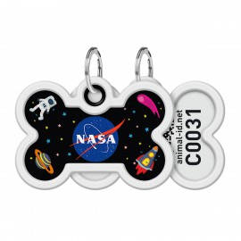 WAUDOG Smart ID QR - Tag (NASA-Muster, QR-Code) für Kleintiere (4x2,9cm)