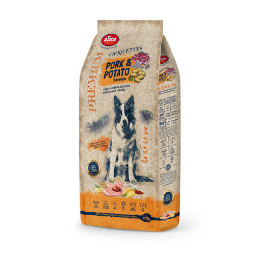 alicePROFESSIONAL 17kg Adult CROQUETTES Schweinefleisch&amp;Kartoffeln Trockenfutter - Für erwachsene Hunde