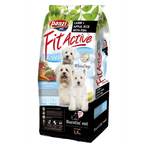 Panzi FitActive WhiteDogs Hypoallergenic (Lamm) Trockenfutter - Hell, für erwachsene Hunde (1,5kg)
