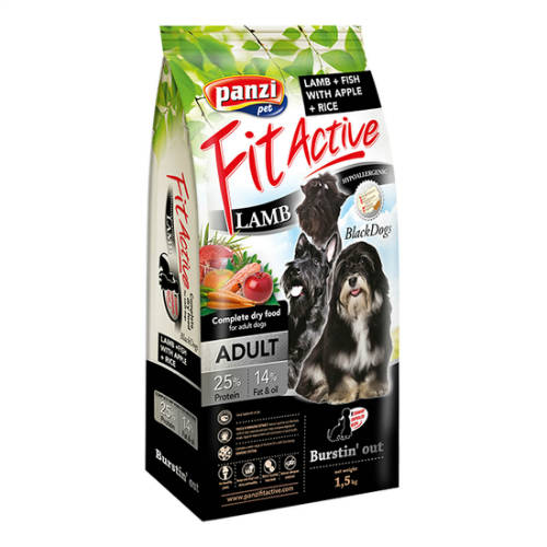 Panzi FitActive BlackDogs Hypoallergenic (Lamm) Trockenfutter - Für dunkelfarbige erwachsene Hunde (1,5kg)
