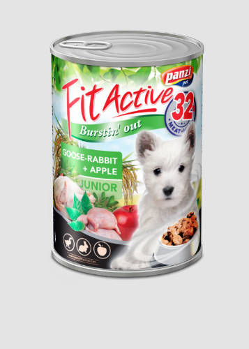 FitActive Junior Nassfutter (Gans, Kaninchen, Apfel) für Welpen (415g)