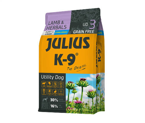 JULIUS K9 Utility Dog Hypoallergenic Puppy (Lamm, Kräuter) Trockenfutter - Für Welpen (3kg)