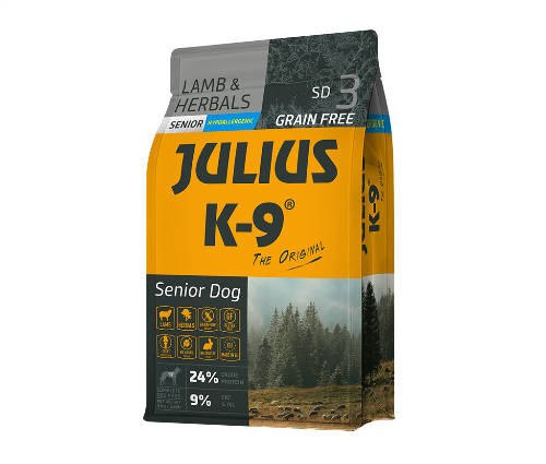 JULIUS K9 Utility Dog Hypoallergenic Senior (Lamm, Kräuter) Trockenfutter - Für ältere, übergewichtige Hunde IN MEHREREN GRÖSSEN