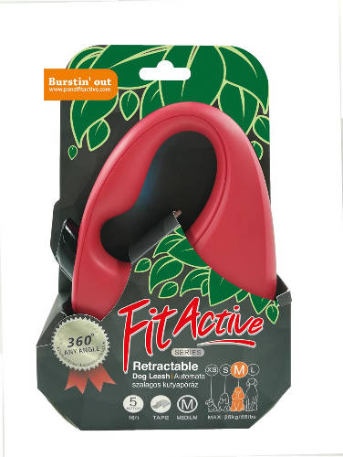 FitActive Roll-Hundeleine - automatische Bandleine (rot) für Hunde IN MEHREREN GRÖSSEN
