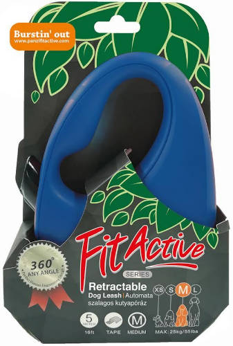 FitActive Roll-Hundeleine - automatische Bandleine (blau) für Hunde IN MEHREREN GRÖSSEN