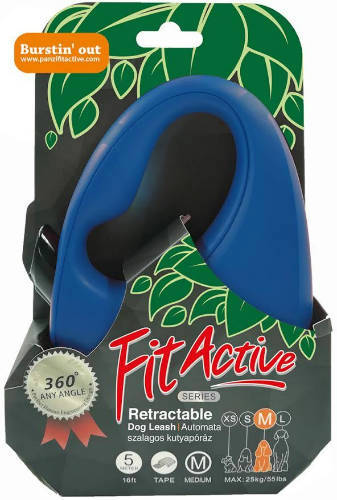 FitActive Roll-Hundeleine - automatische Bandleine (blau) für Hunde IN MEHREREN GRÖSSEN