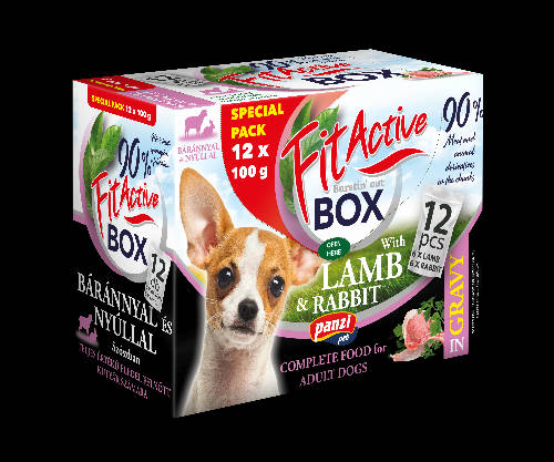 FitActive DOG FITABOX Nassfutter (Lamm, Kaninchen) Auswahl in Sauce für Hunde (12x100g)