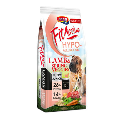 FitActive ORIGINALS PUPPY&amp;JUNIOR HYPOALLERGENES Lamm&amp;Frühlingsgemüse (15 kg) - FÜR MEHRERE ALTERSGRUPPEN