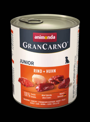 Animonda GranCarno Junior Nassfutter - Für Welpen (800g) Rind-Huhn