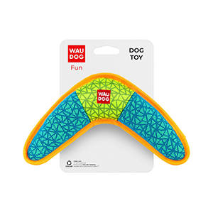 WAUDOG Fundog - Spielzeug (Bumerang, blau) für Hunde (24x14cm)