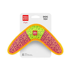 WAUDOG Fundog - Spielzeug (Bumerang, rosa) für Hunde (24x14cm)