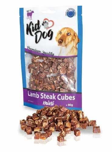 KidDog Mini Lamb Steak Cubes - Leckerli (Lamm) für Hunde (80g)