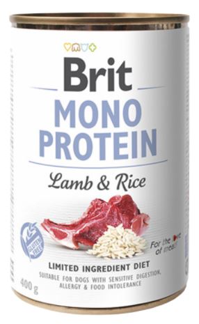 Brit Monoprotein konzerv 400g TÖBB ÍZBEN (Hússal és Rizzsel)