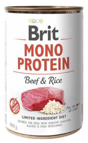 Brit Monoprotein Dosenfutter 400g MEHRERE GESCHMACKSRICHTUNGEN (Mit Fleisch und Reis)