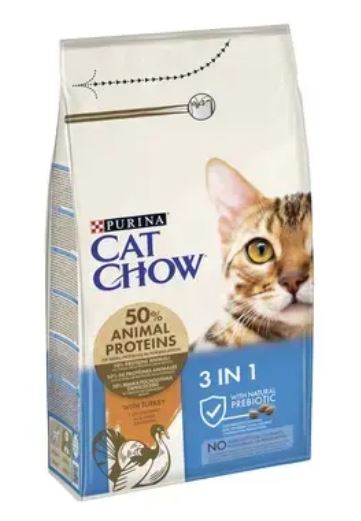 Purina Cat Chow 3in1 15kg Pulykás Száraz macskaeledel felnőtt macskáknak