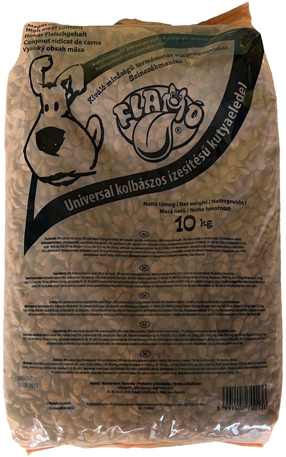 Flamó Trockenfutter 10kg IN MEHR GESCHMACKSRICHTUNGEN (Mit verarbeitetem Fleisch)